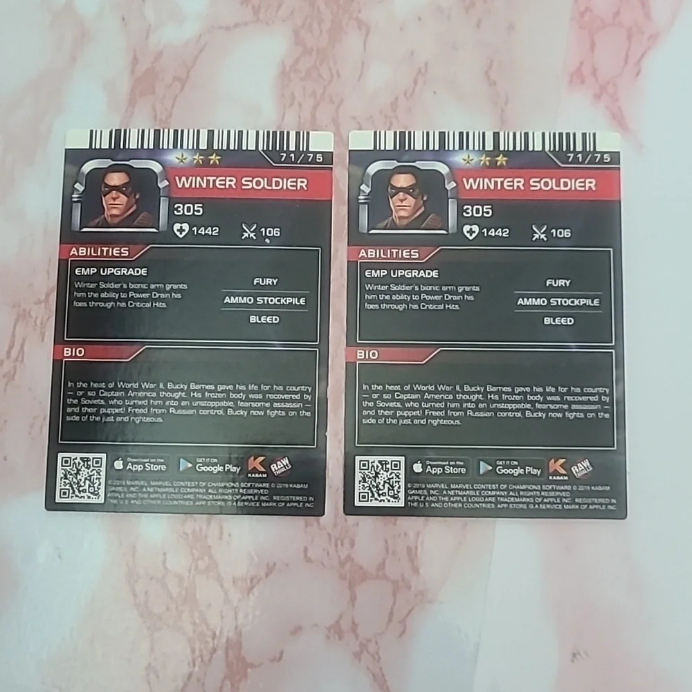 Marvel Contest of Champions Winter Soldier Cards